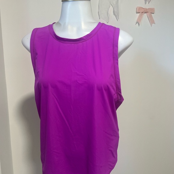 ZYIA Vibrant Purple/Pinkish Mesh Open Back  Sleeveless Tank Top - Picture 2 of 4